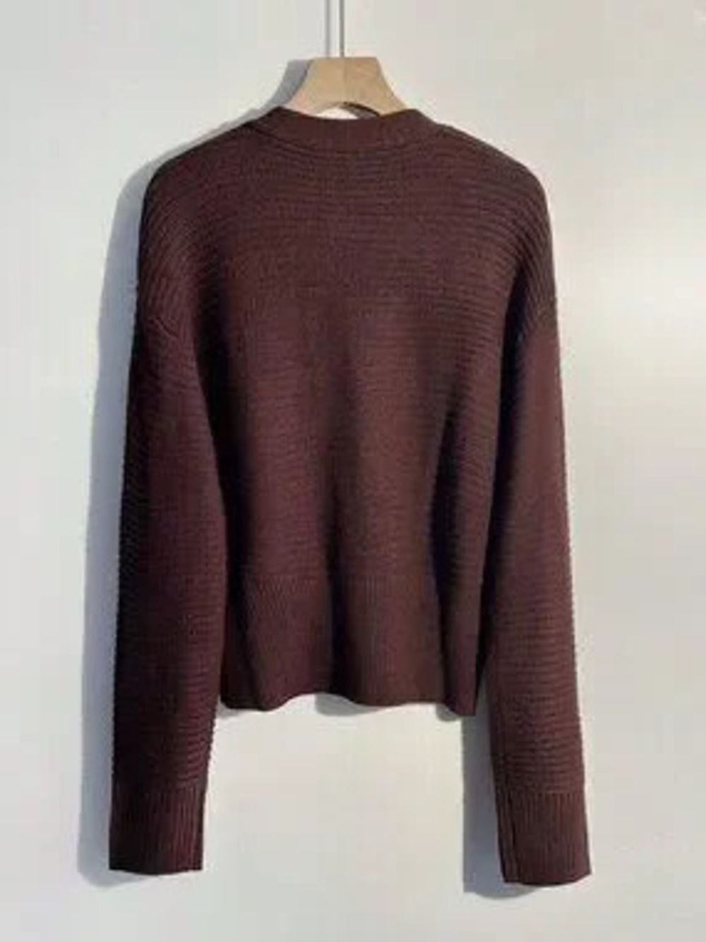 ZARA Brown Casual Women's Elegant Metal Decor Long Sleeve Knitted Cardigan